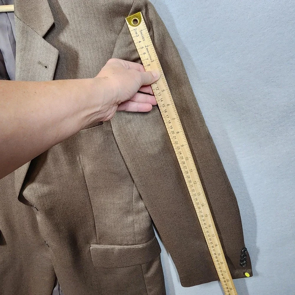 Jos A Bank Blazer Mens 43R Camel Hair Silk Blend Brown Herringbone‎ Signature - Picture 4 of 9